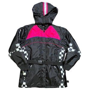 R&R Sport Vintage Snowmobile Racing Checkered Jacket Size Large Retro 80’s